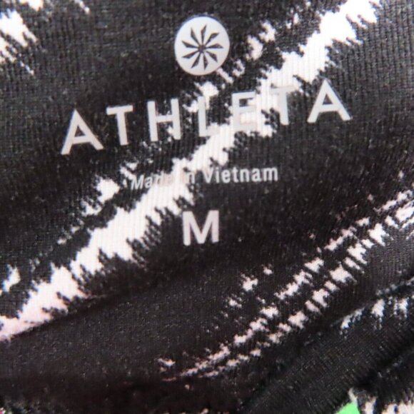Athleta Leggings Womens Medium Black Zig Zag Relay Capri Cropped Workout Pull On - Picture 6 of 8